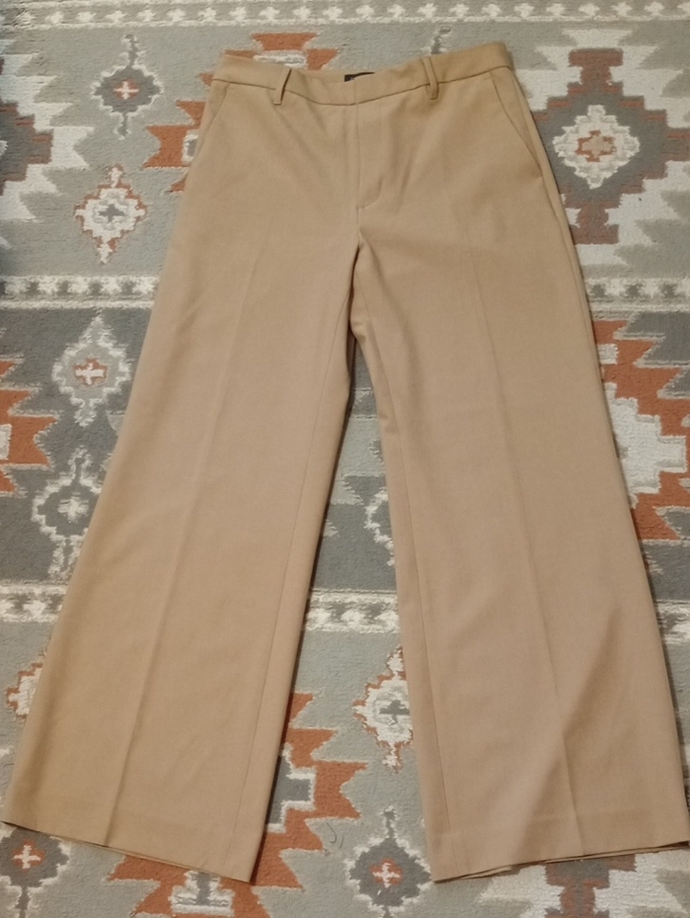 Banana Republic Wide-Leg Dress Pants — Sculpted Stretch Tan